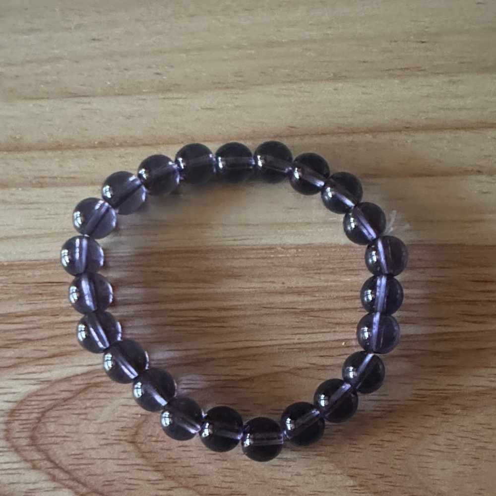 Round Beaded Stretch Bracelet in Deep Purple